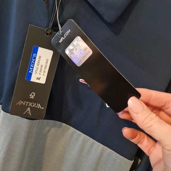 Mens NWTs New England Patriots Football Collared Polo Shirt - Picture 5 of 7